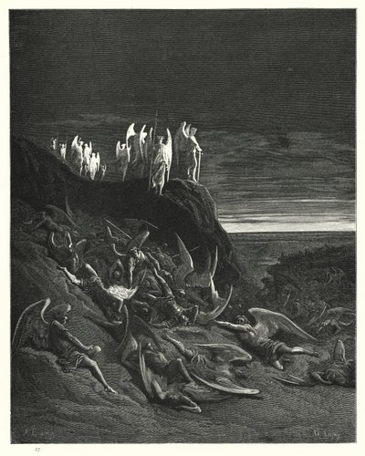 Illustration de Gustave Doré pour Le Paradis Perdu de Milton, Livre VI, vers 410-412 - Gustave Dore